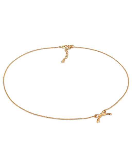 Elli - Elli - Collana da festival espandibile da 36 cm in argento sterling 925 dorato con dettaglio a forma di fiocco