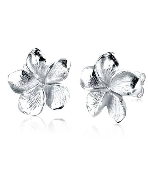 Elli – Filigrane Damen-Ohrstecker im Frangipani-Blumendesign aus 925er-Sterlingsilber in Silber