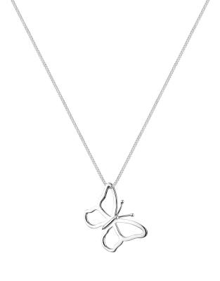 Elli - Filigrane Halskette in Silberoptik aus 925er-Sterlingsilber mit Schmetterlingsanhänger