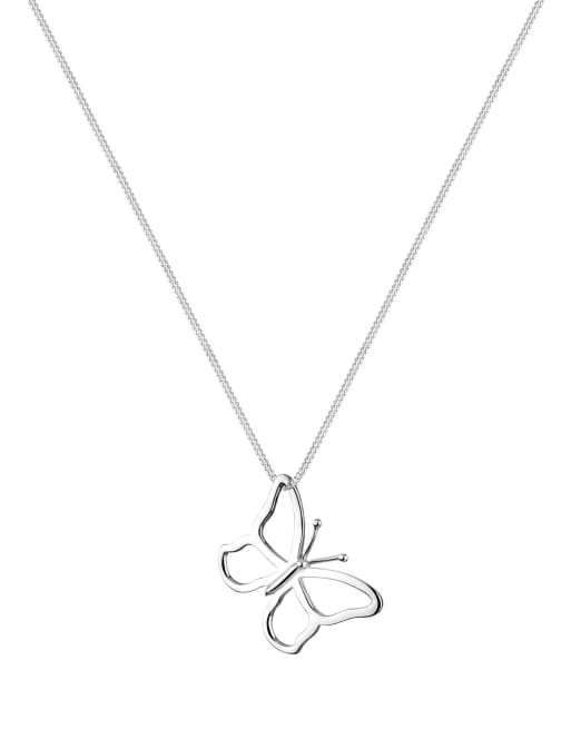 Elli – Filigrane Halskette in Silberoptik aus 925er-Sterlingsilber mit Schmetterlingsanhänger