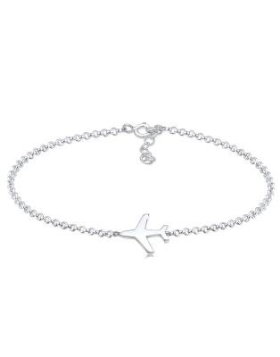 Elli - Filigranes Damen-Armband aus silberfarbenem 925er Sterlingsilber mit Flugzeug-Motiv