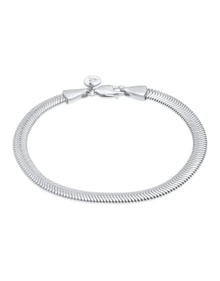 Elli - Flaches, elegantes Damen-Armband mit Schlangenketten-Design aus 925er-Sterlingsilber in Silberoptik mit Fischgrät...