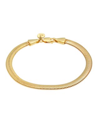 Thumbnail - Elli - Flaches, elegantes Damenarmband mit Schlangenketten-Design aus 925er-Sterlingsilber in Goldoptik mit Fischgrätmus...