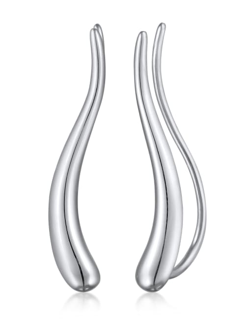 Elli - Gebogen oorklimmer van 925 sterling zilver in zilver
