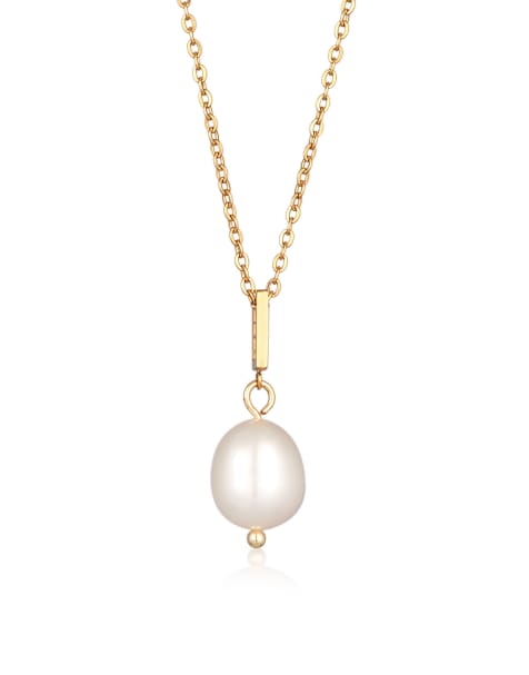 Elli – Goldfarbene Damen-Halskette mit elegantem Glasperlenanhänger - view 1