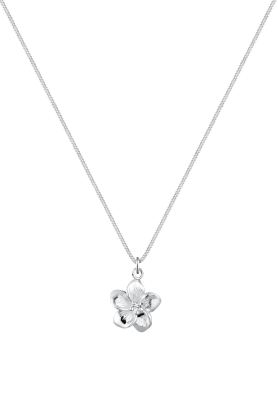 Elli - Goldfarbene Damenhalskette aus 925er-Sterlingsilber mit Frangipani-Blütenanhänger und weißen Strasssteinchen