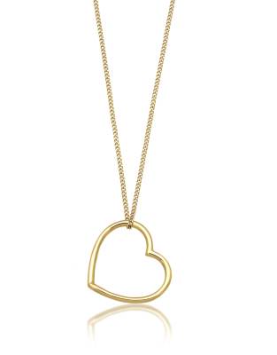 Elli - Goldfarbene Halskette aus 375er-Gelbgold mit Herzanhänger für den Muttertag, 45 cm Länge