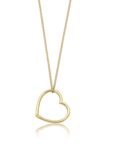 Elli – Goldfarbene Halskette aus 375er-Gelbgold mit Herzanhänger für den Muttertag, 45 cm Länge - view 1