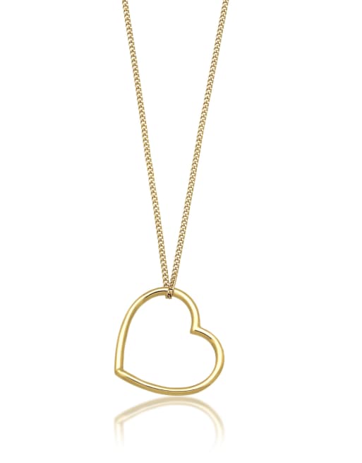 Elli – Goldfarbene Halskette aus 375er-Gelbgold mit Herzanhänger für den Muttertag, 45 cm Länge
