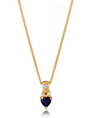 Elli - Goldfarbene Halskette mit Herzanhänger und laborgeschaffenem Diamanten im Brillantschliff (0,004 ct.) mit dunkelb...