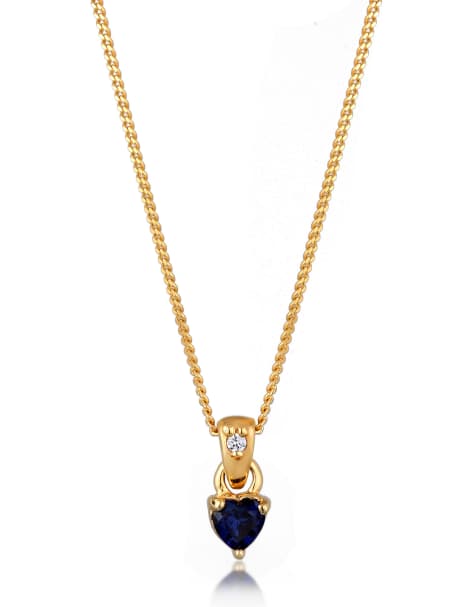 Elli – Goldfarbene Halskette mit Herzanhänger und laborgeschaffenem Diamanten im Brillantschliff (0,004 ct.) mit dunkelblauem Saphir-Schmuckstein 92 - view 1