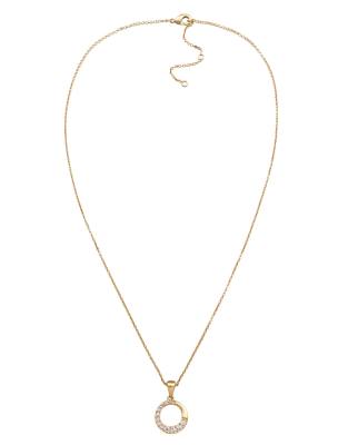 Elli - Halskette in Gold mit Kreisanhänger und Kristallsteinen-Goldfarben