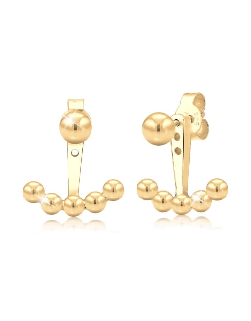Elli – Jacket-Ohrringe aus 925er Sterlingsilber in Gold-Optik mit Kugeldesign