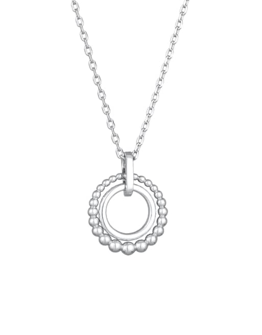 Elli - Ketting met cirkelvormig hangertje van ringen met bolletjes en elegant ontwerp in zilverkleur met kristallen in zilver