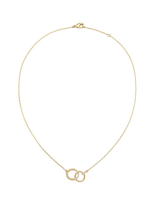 Elli - Ketting met hanger van twee ringen en siersteentjes in goudkleur