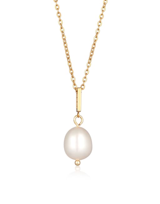 Elli - Ketting met hangertje met glazen parel in goudkleur