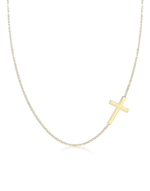 Elli - Ketting van 925 sterling zilver verguld met goud met kruisvormig hangertje in goudkleur