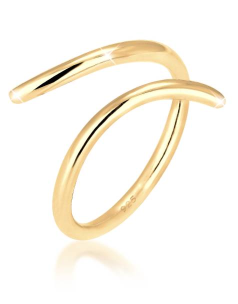 Elli - Ladies - Anello avvolgente appariscente in argento sterling 925 dorato con design geometrico - view 1