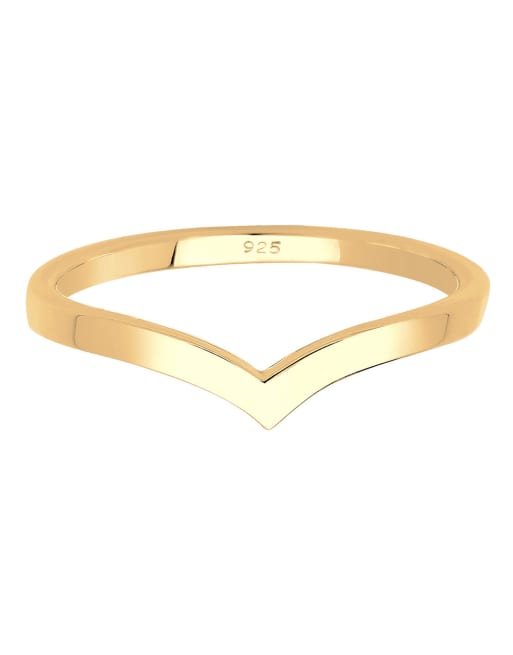 Elli - Ladies - Anello tonalità oro in argento sterling 925 combinabile con design a V