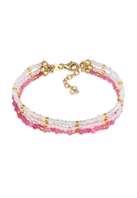 Elli - Ladies - Bracciale a 3 strati in argento sterling 925 placcato oro con perline pietra di luna e quarzo rosa - view 1