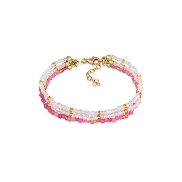 Elli Bracciale Per Donna In Argento 925 Placcato Oro Con Ciondoli A Mezzaluna, Stella E Filigrana, Pietra Di Luna