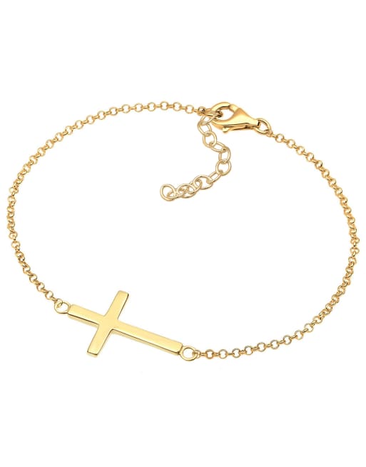 Bracciale Donna Croce In Argento 925 Placcato Oro Rosa | Elli By JULIE & GRACE | Gioiello Moderno E Resistente All'Ossidazione - 2