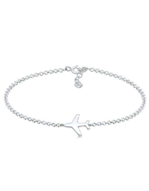 Elli - Ladies - Bracciale in catenina sottile con charm a forma di aeroplano in argento sterling 925