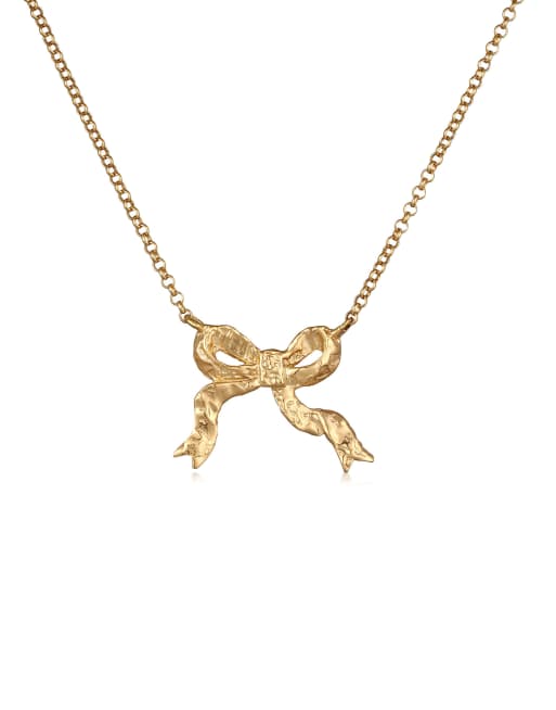 Elli - Ladies - Collana basic in argento sterling 925 placcato dorato con pendente a forma di fiocco
