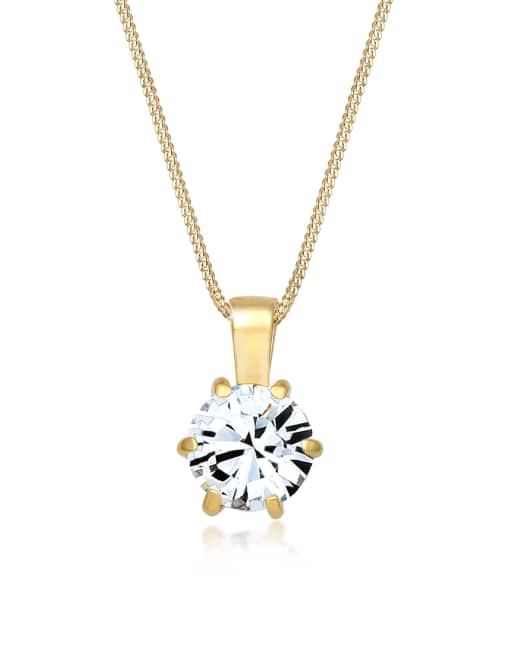 Elli - Ladies - Collana in argento sterling 925 dorato con catenina barbazzale e cristallo scintillante