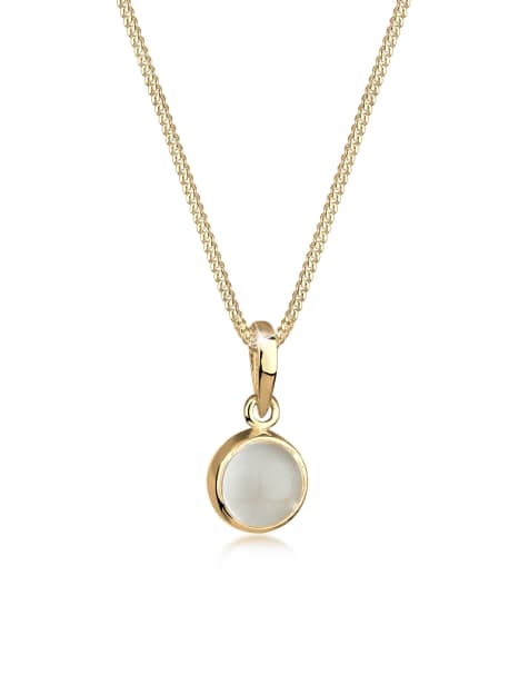 Elli - Ladies - Collana in argento sterling 925 dorato con pendente rotondo con pietra lunare - view 1