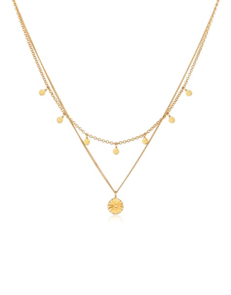 Elli - Ladies - Collana multifilo in argento sterling 925 placcato oro con pendente a forma di sole - view 1