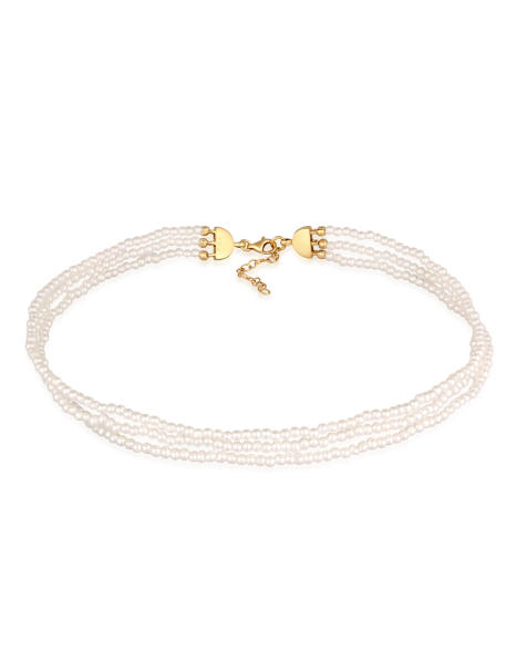 Elli - Ladies - Collarino a 3 strati in argento sterling 925 placcato oro con pietre sintetiche bianche - view 1