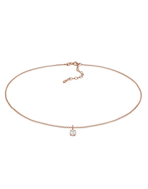 Elli - Ladies - Collarino basic in argento sterling 925 color oro rosa con pendente con cristallo solitario in zirconia cubica - view 1