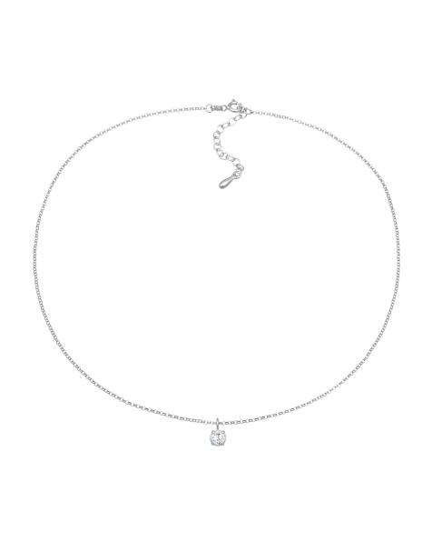 Elli - Ladies - Collarino in argento sterling 925 basic con pendente con cristallo solitario bianco in zirconia cubica - view 1