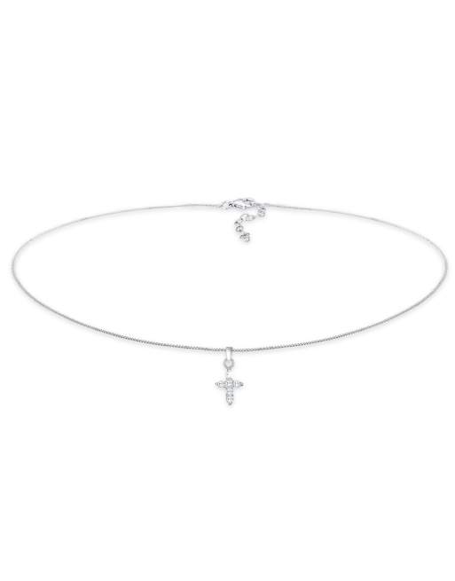 Elli - Ladies - Collarino in argento sterling 925 con pendente religioso a croce con cristalli zirconia