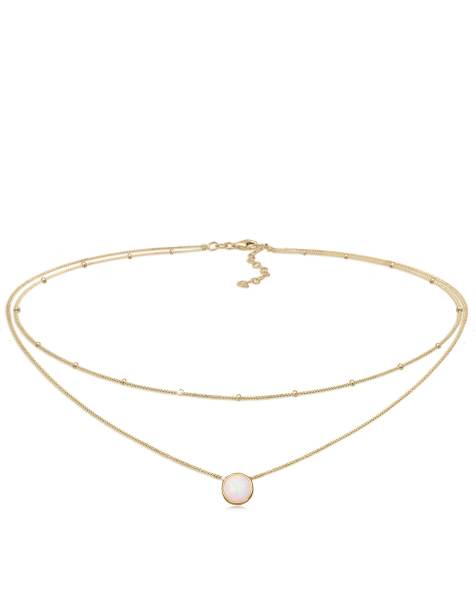 Elli - Ladies - Collarino in argento sterling 925 dorato con catenina multifilo e pietra opale sintetica - view 1