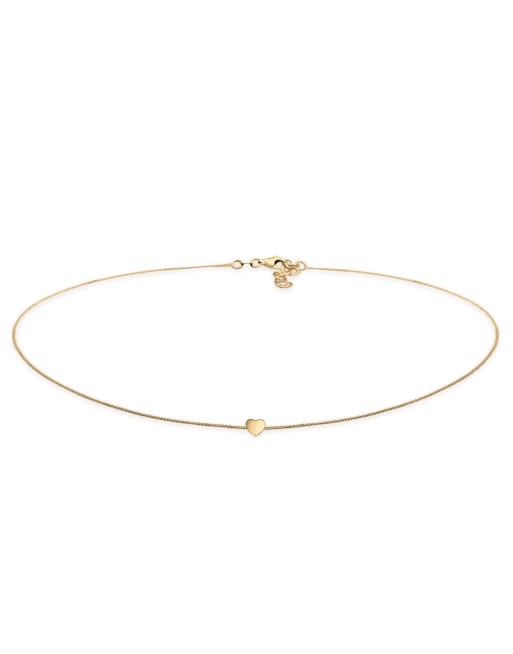 Elli - Ladies - Collarino in argento sterling 925 dorato sottile con pendente a forma di cuore