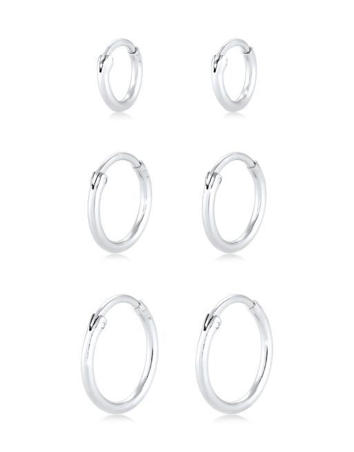 Elli - Ladies Creoles Basic Must-have Trend - Set di tre orecchini in argento sterling 925