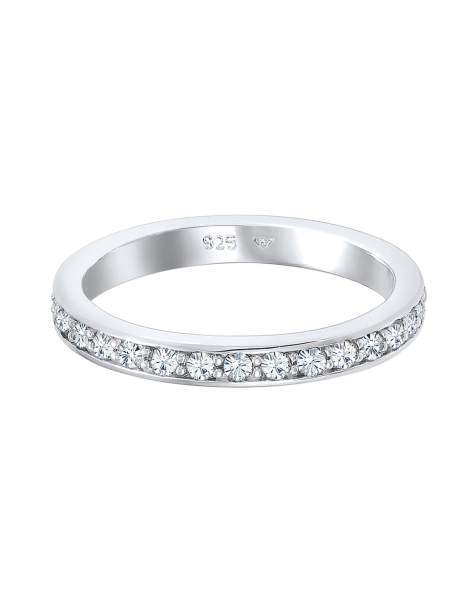 Elli - Ladies Memoire - Anello a fascia bianco in argento sterling 925 con cristalli - view 1