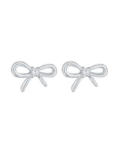 Elli - Ladies - Orecchini a bottone in argento sterling 925 con design a forma di fiocco e cristalli in zirconia cubica - view 1
