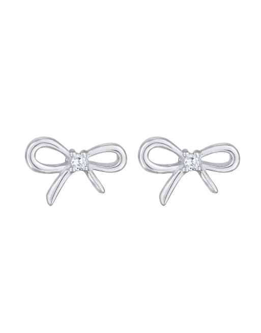 Elli - Ladies - Orecchini a bottone in argento sterling 925 con design a forma di fiocco e cristalli in zirconia cubica