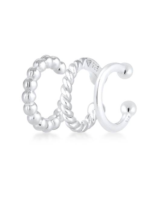 Elli - Ladies - Set di orecchini ear cuff in argento sterling 925 minimal con design geometrico
