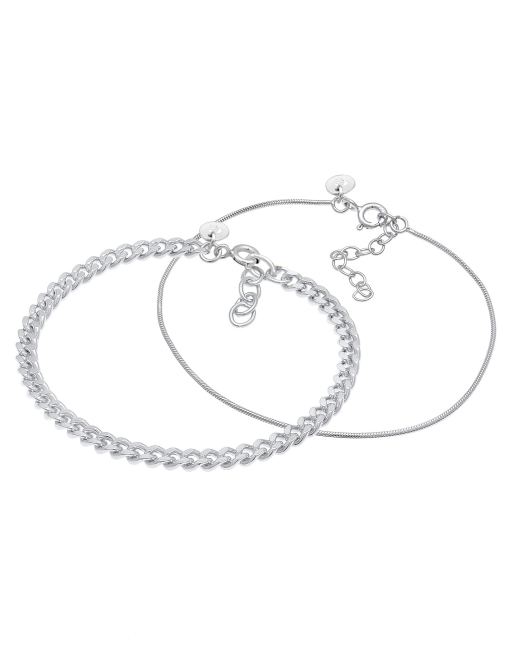 Lot De 2 Bracelets En Argent Massif 925 - Style Chaîne, Comme Neuf