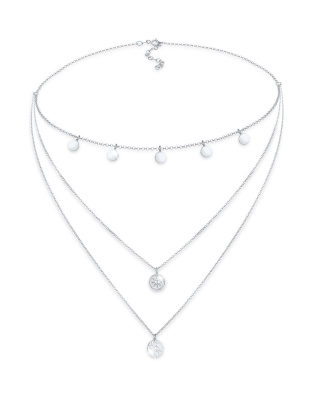Elli - Mehrlagige Choker-Halskette für Damen aus 925er-Sterlingsilber mit runden, münzenförmigen Anhängern