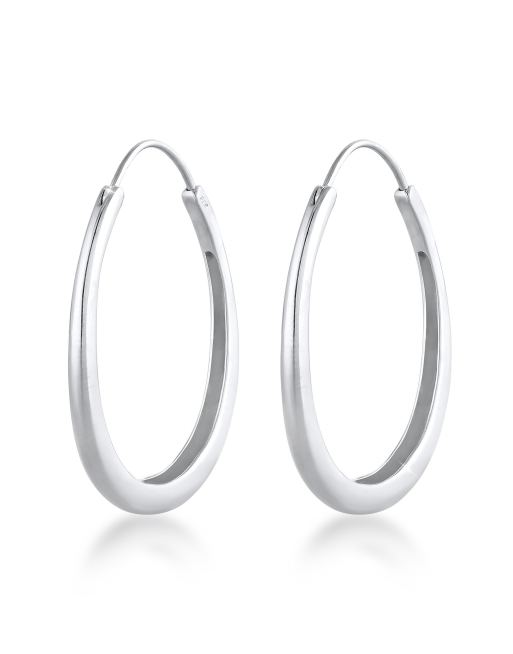 Elli – Minimalistische, schlichte Creolen mit ovalem, geometrischem Design aus silberfarbenem 925er Sterlingsilber