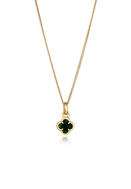 Elli Necklace elli necklace women cloverleaf pendant enamel white 925 sterling silver gold-plated gold 45cm in green
