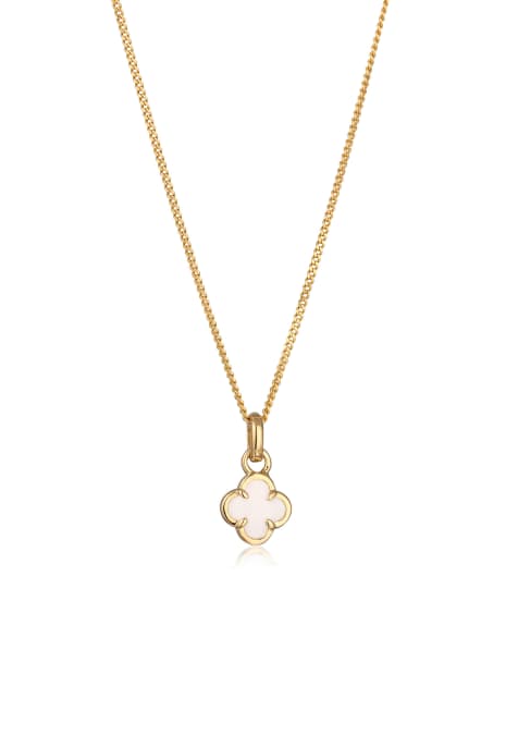 Elli Necklace elli necklace women cloverleaf pendant enamel white 925 sterling silver gold-plated gold 45cm in white - view 1