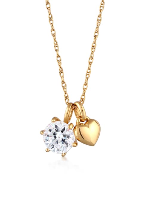 Elli Necklace herz anhänger solitär kristalle 925 sterling silber in gold