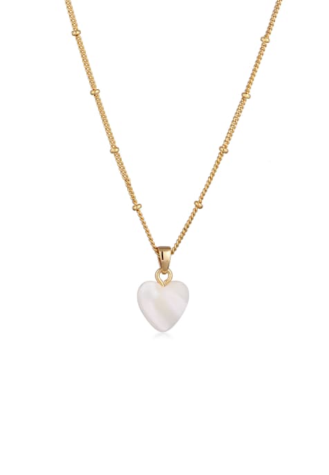 Elli Necklace herz muschel anhänger weiß silberfarben in gold - view 1