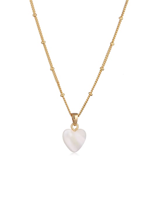 Elli Necklace herz muschel anhänger weiß silberfarben in gold